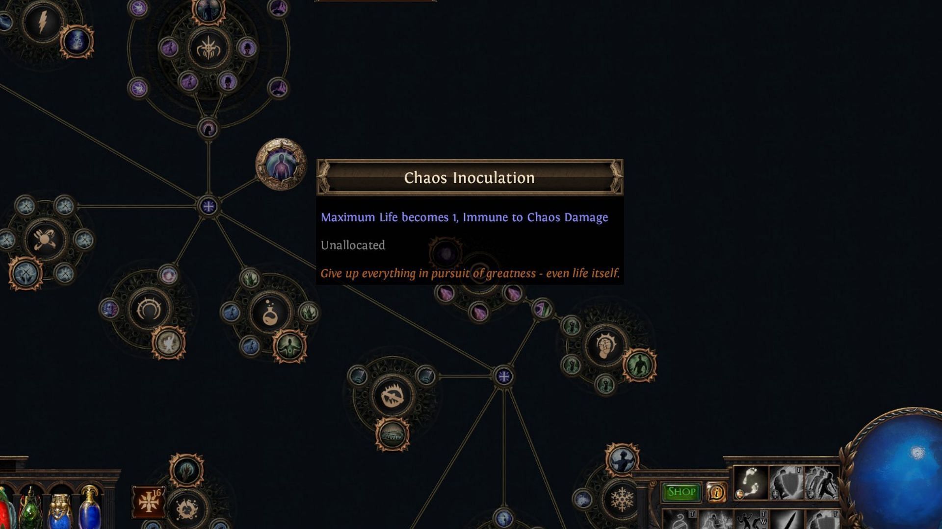 Chaos Inoculation eliminates all direct damage to life (Image via Grinding Gear Games)